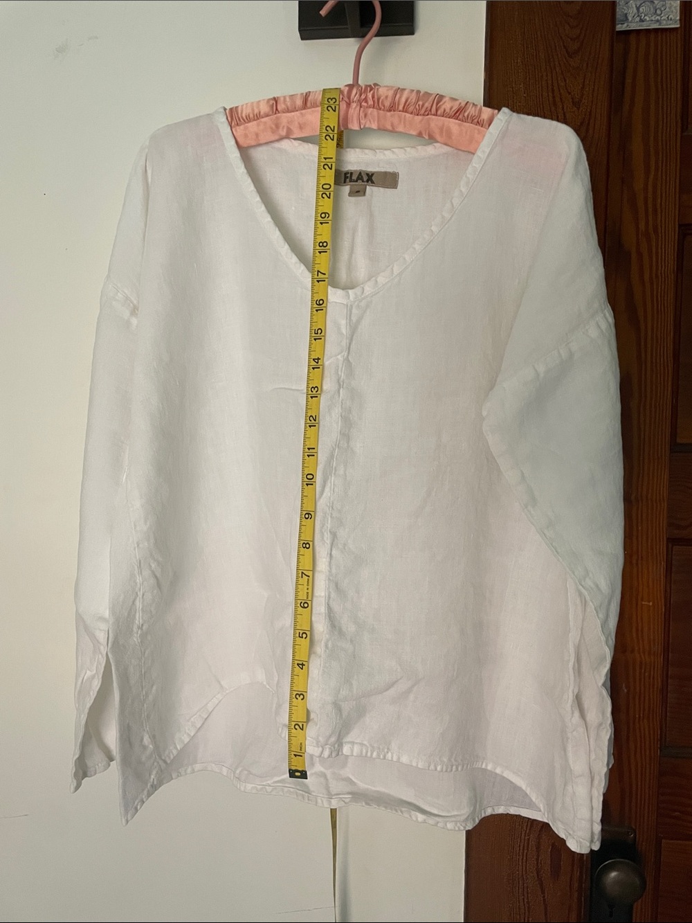 Flax White Linen V-Neck Pullover Top